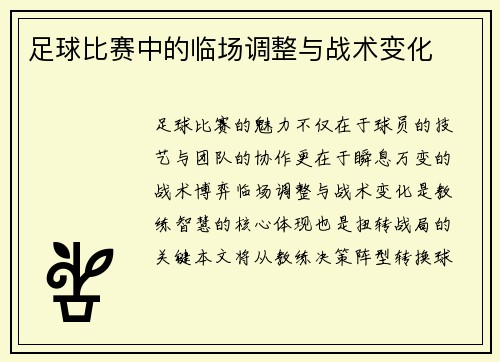 足球比赛中的临场调整与战术变化