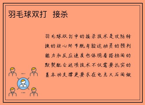 羽毛球双打  接杀